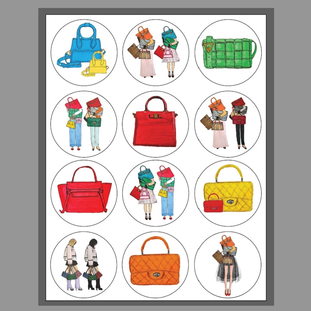 x120 Handbag Shoes Sticker Hand Sketched! Fashion Scrapbook Planner Posh Gift